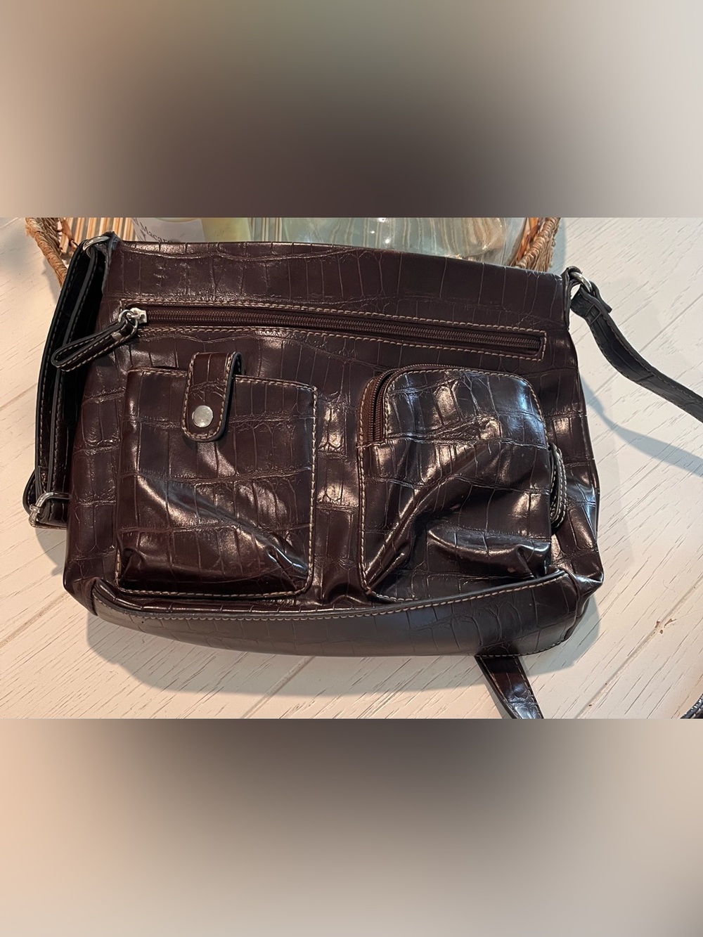 Relic | Bags | Relic Dark Brown Crocembossed Shoulder Bag | Poshmark